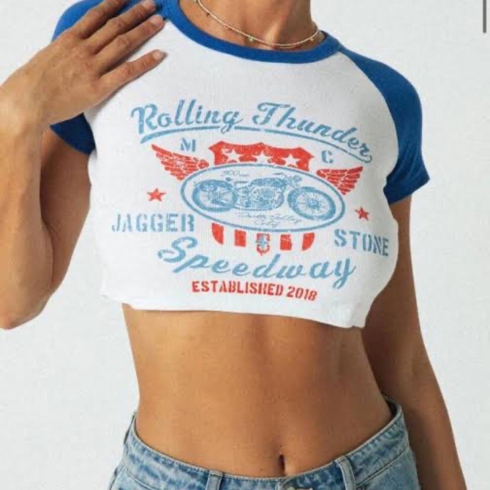JGR & STN Blue and White Raglan Tee